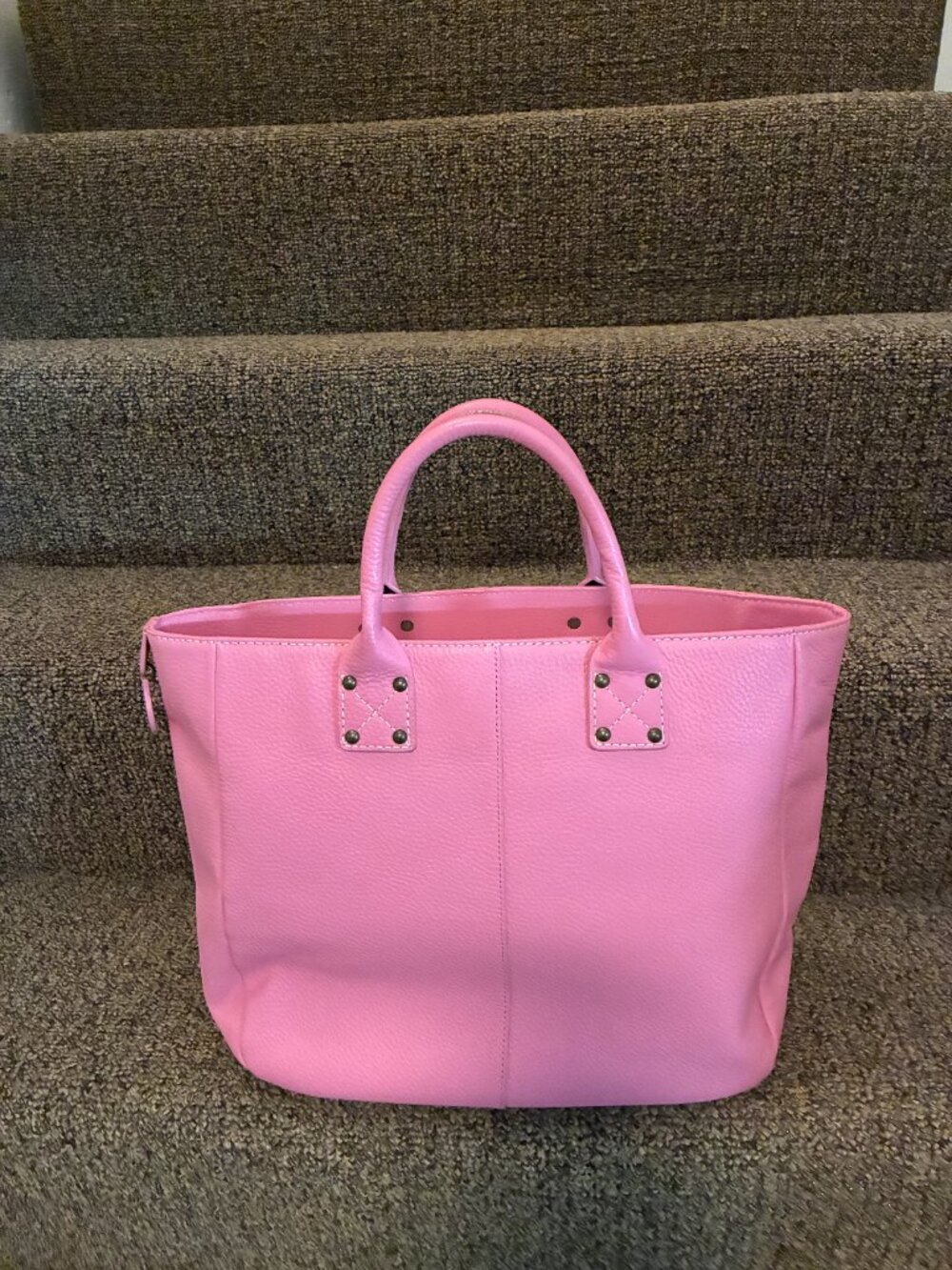 RARE GAP Vintage Large Pebble Bubblegum Pink Leather Tote